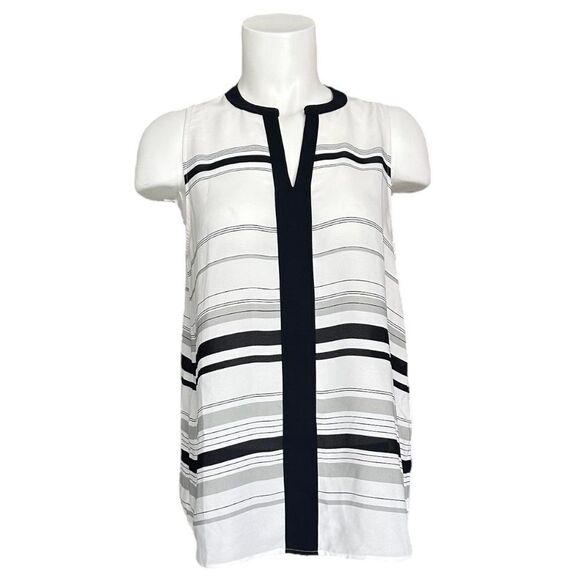 41 Hawthorn Tops - 41 Hawthorn‎ Women's Pullover Stripes Split Neck Sleeveless Blouse Top Size M